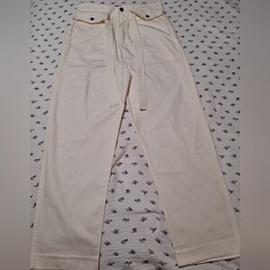 Banana Republic Cream Wide-Leg Pants with Drawstring